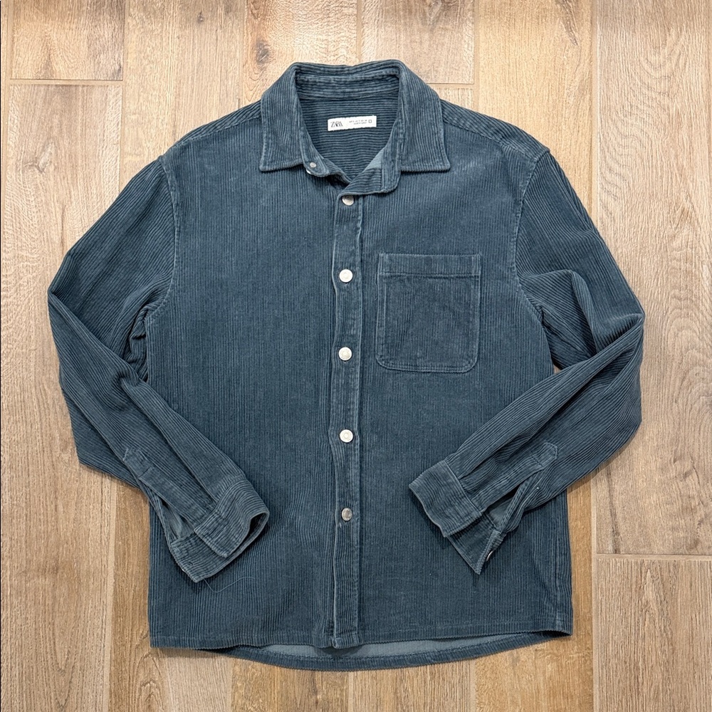 Zara Dark Blue Corduroy Shirt Mens Size Small